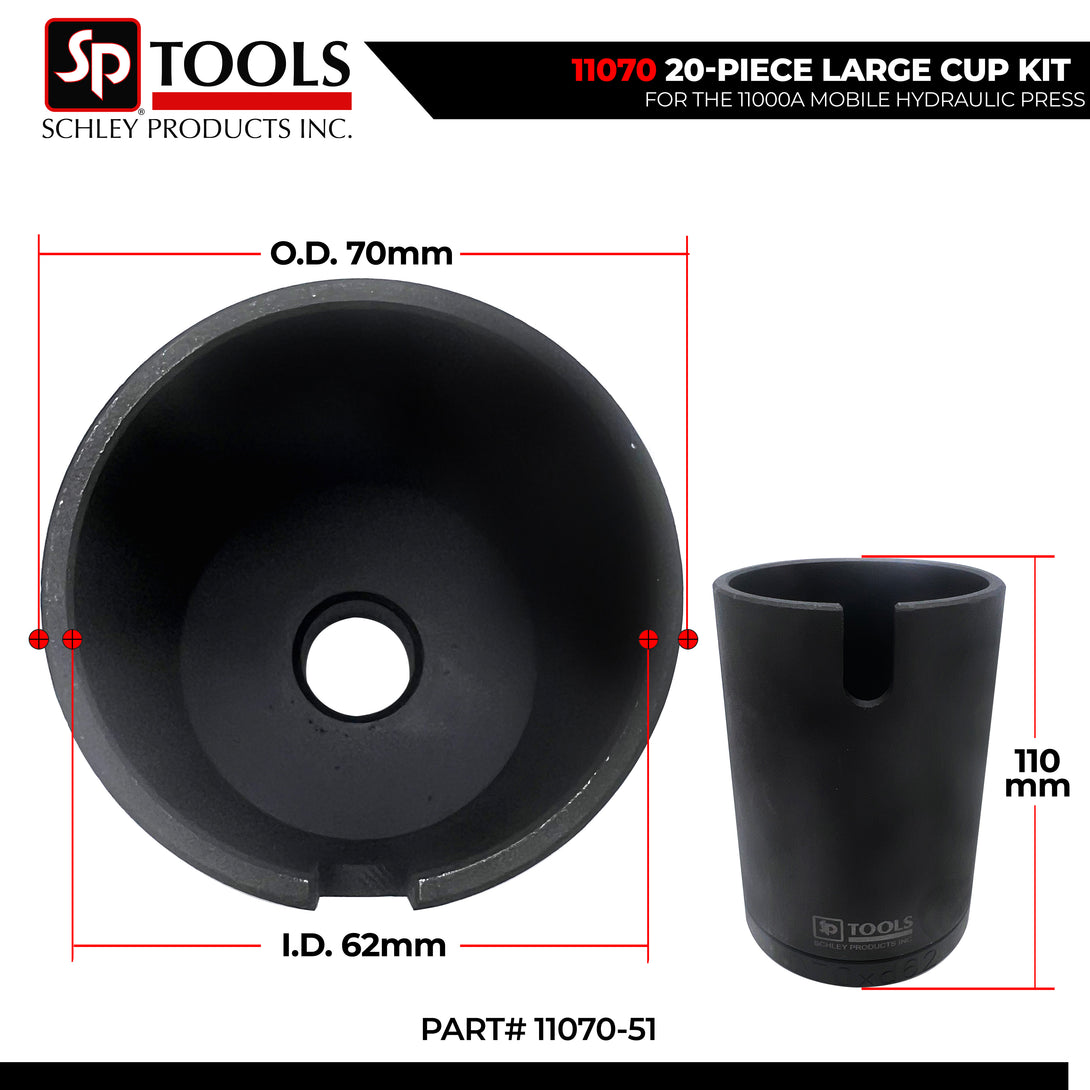 Schley Tools - 11070-51 Cup 70mm OD x 62mm ID x 110mm L- Black