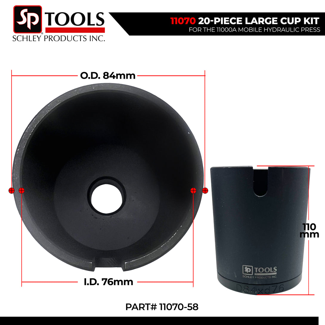 Schley Tools - 11070-58 Cup 84mm OD x 76mm ID x 110mm L- Black