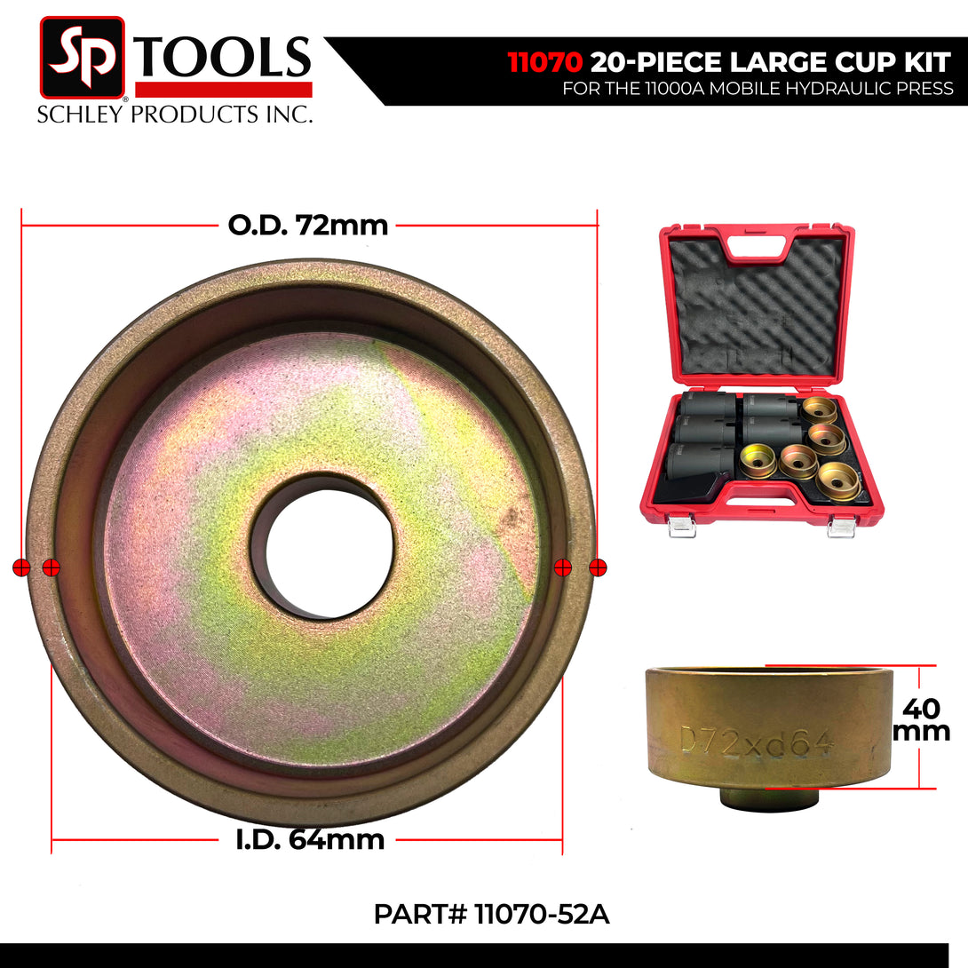 Schley Tools - 11070-52A Cup 72mm OD x 64mm ID x 40mm L- Gold