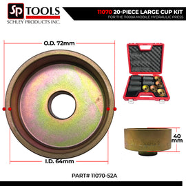 Schley Tools - 11070-52A Cup 72mm OD x 64mm ID x 40mm L- Gold