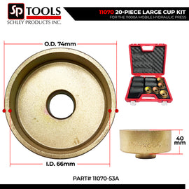 Schley Tools - 11070-53A Cup 74mm OD x 66mm ID x 40mm L- Gold