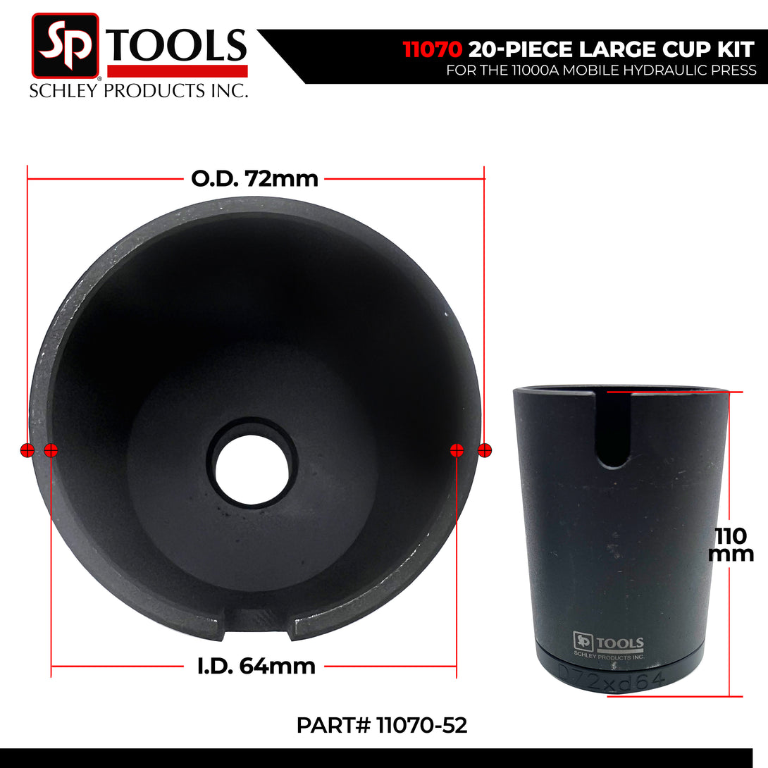 Schley Tools - 11070-52 Cup 72mm OD x 64mm ID x 110mm L- Black