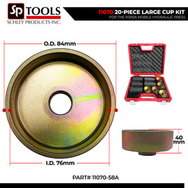 Schley Tools - 11070-58A Cup 84mm OD x 76mm ID x 40mm L- Gold
