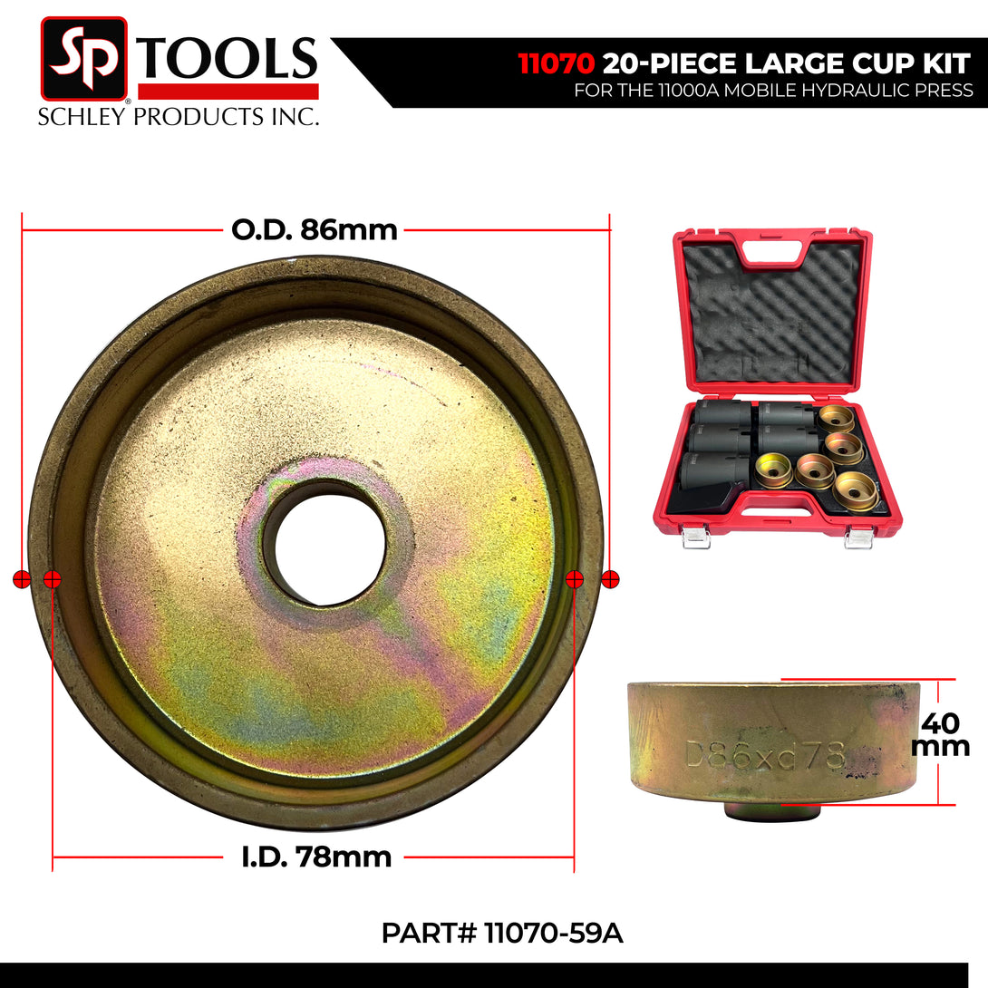 Schley Tools - 11070-59A Cup 86mm OD x 78mm ID x 40mm L- Gold