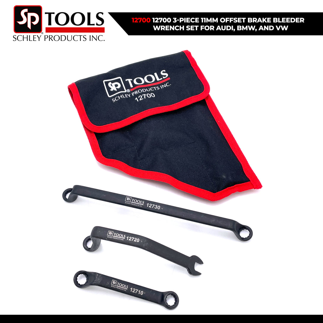 Schley Tools – 12700 3-Piece 11mm Offset Brake Bleeder Wrench Set for Audi, BMW, and VW