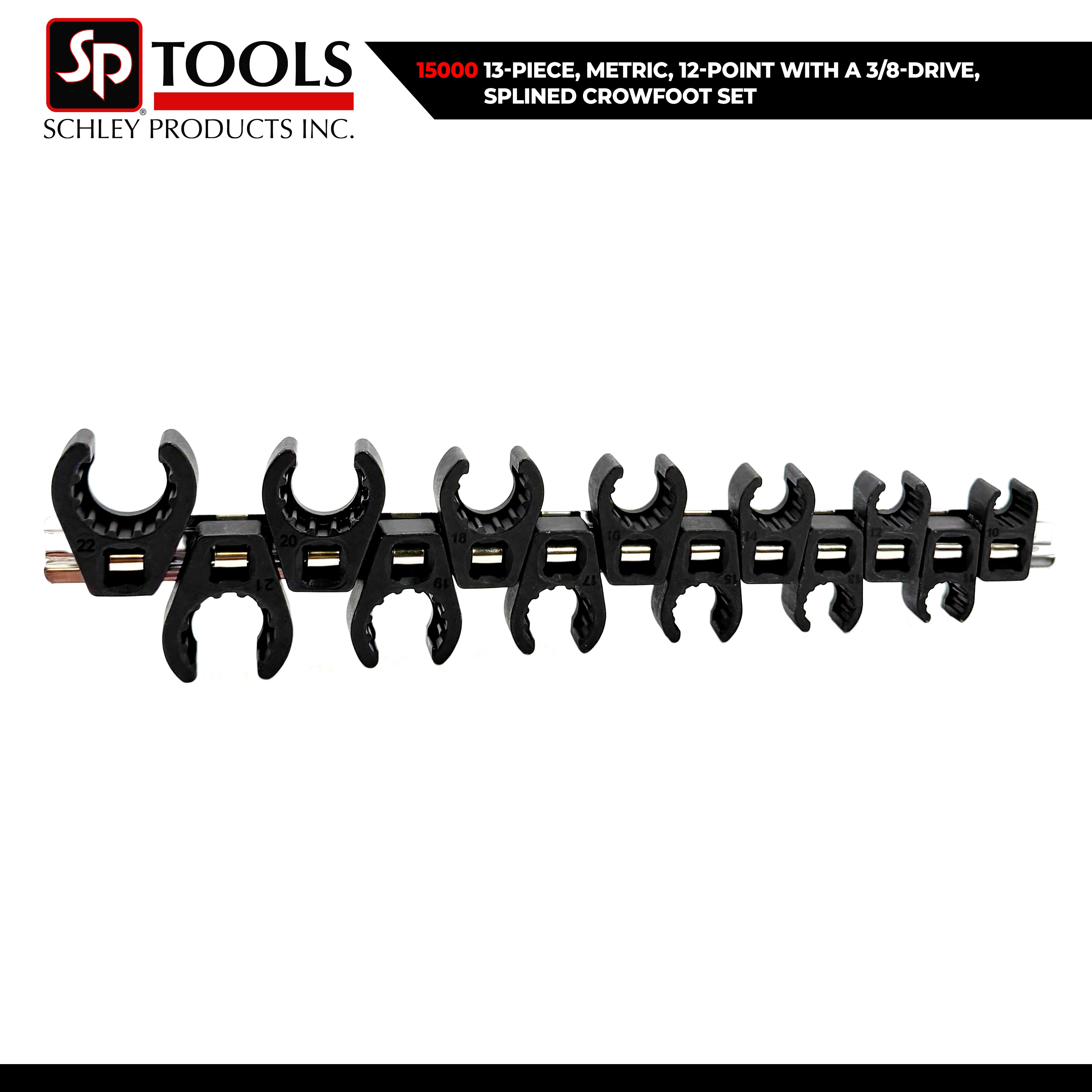 Schley Tools – 13-Piece, Metric, 12-Point with a 3/8-Drive, Splined Cr