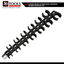 Schley Tools – 13-Piece, Metric, 12-Point with a 3/8-Drive, Splined Crowfoot Set, 15000