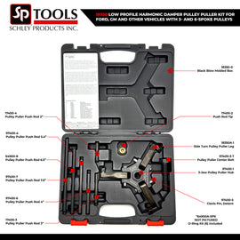 Schley Tools – 18350 – Low Profile Harmonic Damper Pulley Puller Kit for Ford, GM and Other Vehicles with 3- and 6-Spoke Pulleys